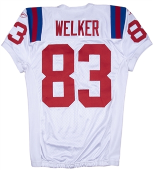 2009 Wes Welker Game Used New England Patriots Throwback Jersey Photo Matched To 10/11/2009